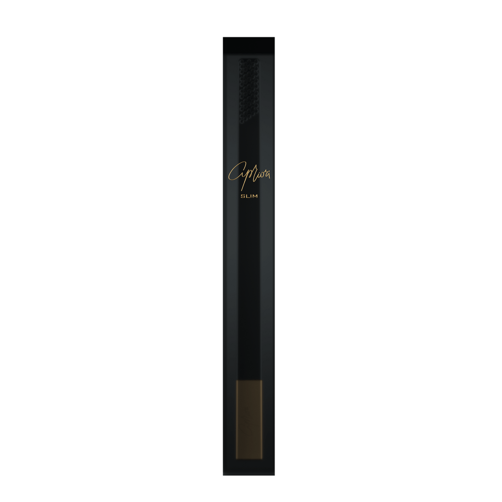 SLIM by Apriori black & gold designer toothbrush package