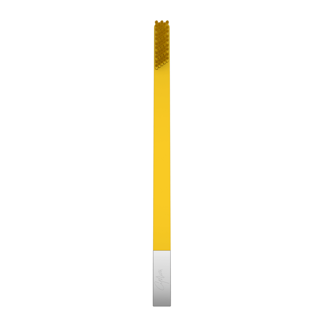 SLIM by Apriori yellow & silver disposable toothbrush