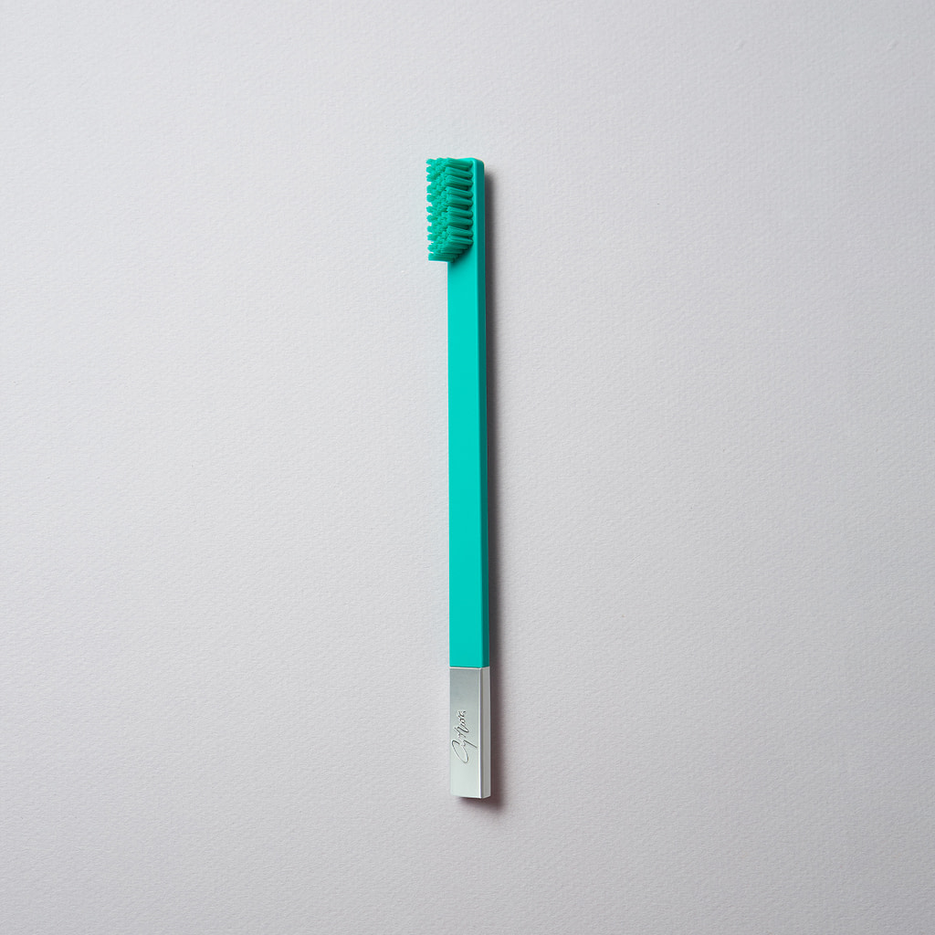 Turquoise Blue Silver designer toothbrush SLIM by Apriori