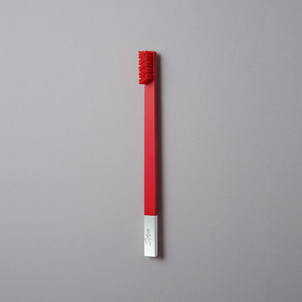 Carmine Red Silver designer toothbrush SLIM by Apriori
